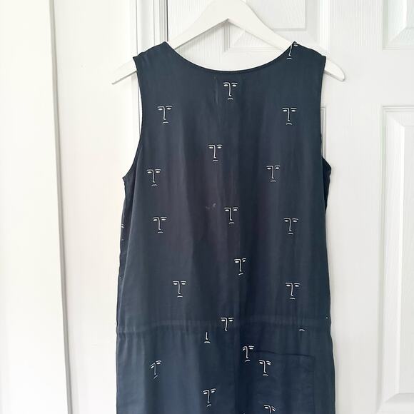 Thinking Mu Organic Cotton Faces Silhouette Sleeveless Relaxed Jumpsuit Medium - Picture 9 of 11